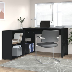 vidaXL, vidaXL Eckschreibtisch Schwarz Holzwerkstoff, vidaXL Eckschreibtisch Schwarz Holzwerkstoff