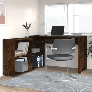 vidaXL, vidaXL Eckschreibtisch Räuchereiche Holzwerkstoff, vidaXL Eckschreibtisch Räuchereiche Holzwerkstoff