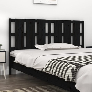 vidaXL, vidaXL Bett-Kopfteil Schwarz 185,5x4x100 cm Massivholz Kiefer, vidaXL Kopfteil Schwarz 185,5x4x100 cm Massivholz Kiefer