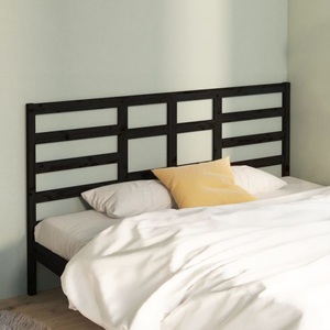 vidaXL, vidaXL Bett-Kopfteil Schwarz 206x4x104 cm Massivholz Kiefer, vidaXL Bett-Kopfteil Schwarz 206x4x104 cm Massivholz Kiefer