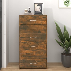 vidaXL, vidaXL Sideboard 6 Schubladen Räuchereiche 50x34x96 cm Holzwerkstoff