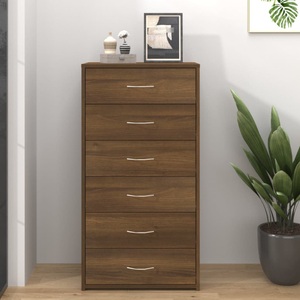 vidaXL, vidaXL Sideboard mit 6 Schubladen Braun Eiche 50x34x96cm Holzwerkstoff