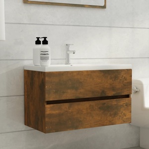 vidaXL, vidaXL Waschbeckenschrank Räuchereiche 80x38,5x45 cm Holzwerkstoff, vidaXL Waschbeckenschrank Räuchereiche 80x38,5x45 cm Holzwerkstoff