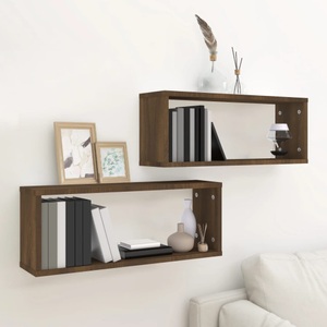 vidaXL, vidaXL Würfelregale 2 Stk. Braun Eiche 60x15x23 cm Holzwerkstoff, vidaXL Würfelregale 2 Stk. Braun Eichen-Optik 60x15x23cm Holzwerkstoff