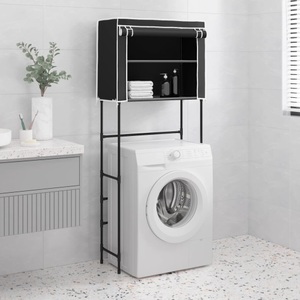 vidaXL, vidaXL Waschmaschinenregal 2 Ablagen Schwarz 71x29,5x170,5 cm Eisen, vidaXL Waschmaschinenregal 2 Ablagen Schwarz 71x29,5x170,5 cm Eisen