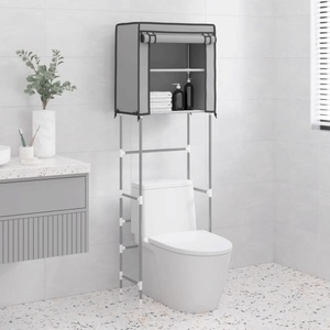 vidaXL, vidaXL Toilettenregal 2 Ablagen Grau 56x30x170 cm Eisen, 