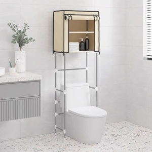 vidaXL, vidaXL Toilettenregal 2 Ablagen Creme 56x30x170 cm Eisen, vidaXL Toilettenregal 2 Ablagen Creme 56x30x170 cm Eisen
