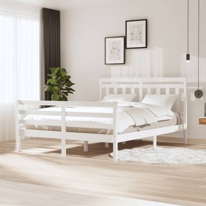 vidaXL, vidaXL Massivholzbett Weiß 160x200 cm, 