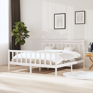 vidaXL, vidaXL Massivholzbett Weiß 160x200 cm, 