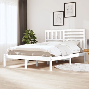 vidaXL, vidaXL Massivholzbett Weiß Kiefer 120x190 cm 4FT Small Double, vidaXL Massivholzbett ohne Matratze Weiß 120x190 cm Kiefernholz