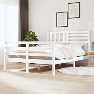 vidaXL, vidaXL Massivholzbett Weiß 160x200 cm, vidaXL Massivholzbett Weiß 160x200 cm