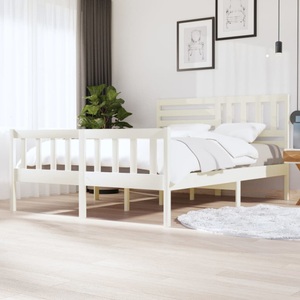 vidaXL, vidaXL Massivholzbett Weiß 160x200 cm, vidaXL Massivholzbett Weiß 160x200 cm