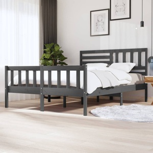 vidaXL, vidaXL Massivholzbett Grau 160x200 cm, 