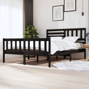 vidaXL, vidaXL Massivholzbett Schwarz 160x200 cm, 