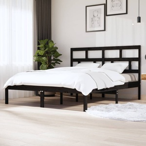 vidaXL, vidaXL Massivholzbett Schwarz Kiefer 160x200 cm, 