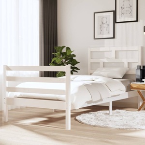 vidaXL, vidaXL Massivholzbett Weiß 90x190 cm 3FT Single