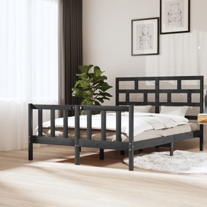 vidaXL, vidaXL Massivholzbett Grau Kiefer 160x200 cm, 