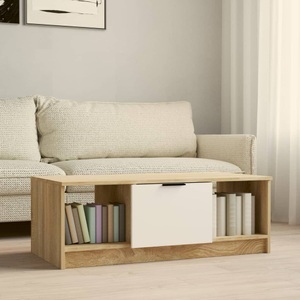 vidaXL, vidaXL Couchtisch Weiß und Sonoma-Eiche 102x50x36 cm Holzwerkstoff