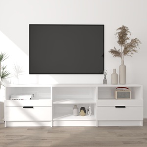 vidaXL, vidaXL TV-Schrank Hochglanz-Weiß 150x33,5x45 cm Holzwerkstoff, vidaXL TV-Schrank Hochglanz-Weiß 150x33,5x45 cm Holzwerkstoff