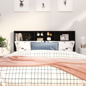 vidaXL, vidaXL Bett-Kopfteil mit Ablagen Schwarz 180x19x103,5 cm, vidaXL Bett-Kopfteil mit Ablagen Schwarz 180x19x103,5 cm