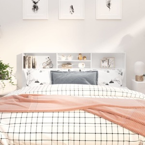 vidaXL, vidaXL Bett-Kopfteil mit Ablagen Hochglanz-Weiß 180x19x103,5 cm, vidaXL Bett-Kopfteil mit Ablagen Hochglanz-Weiß 180x19x103,5 cm