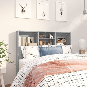 vidaXL, vidaXL Kopfteil mit Ablagen Grau Sonoma 120x19x103,5 cm, vidaXL Kopfteil mit Ablagen Grau Sonoma 120x19x103,5 cm