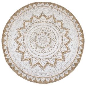 vidaXL, vidaXL Teppich Jute Geflochten Bedruckt 180 cm Rund, vidaXL Teppich Jute Geflochten Bedruckt 180 cm Rund