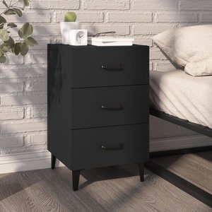 vidaXL, vidaXL Nachttisch Schwarz 40x40x66 cm Holzwerkstoff, vidaXL Nachttisch Schwarz 40x40x66 cm Holzwerkstoff