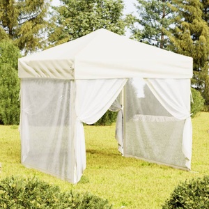 vidaXL, vidaXL Partyzelt Faltbar mit Seitenwänden Creme 2x2 m