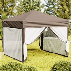 vidaXL, vidaXL Partyzelt Faltbar mit Seitenwänden Taupe 3x3 m, vidaXL Partyzelt Faltbar mit Seitenwänden Taupe 3x3 m