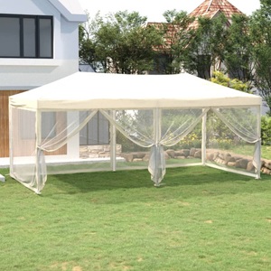 vidaXL, vidaXL Partyzelt Faltbar mit Seitenwänden Creme 3x6 m