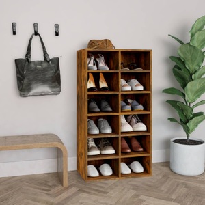 vidaXL, vidaXL Schuhregal Räuchereiche 54x34x100,5 cm Holzwerkstoff