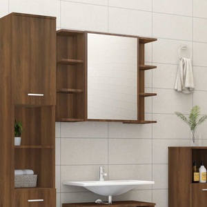 vidaXL, vidaXL Bad-Spiegelschrank Braun Eiche-Optik 80x20,5x64cm Holzwerkstoff