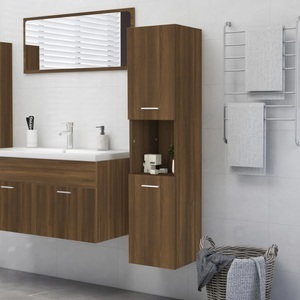 vidaXL, vidaXL Badezimmerschrank Braun Eiche 30x30x130 cm Holzwerkstoff, vidaXL Badezimmerschrank Braun Eichen-Optik 30x30x130 cm Holzwerkstoff