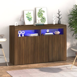 vidaXL, vidaXL Sideboard mit LED-Beleuchtung Braun Eichen-Optik 115,5x30x75 cm
