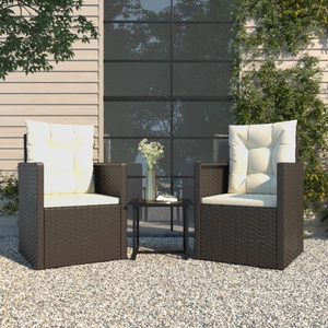 vidaXL, vidaXL 3-tlg. Garten-Lounge-Set mit Kissen Poly Rattan Schwarz