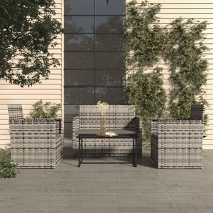 vidaXL, vidaXL 4-tlg. Garten-Lounge-Set mit Kissen Poly Rattan Grau