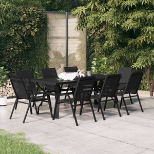 vidaXL, vidaXL 9-tlg. Garten-Essgruppe Schwarz, 