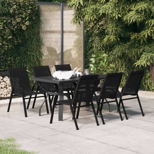 vidaXL, vidaXL 7-tlg. Garten-Essgruppe Schwarz, 
