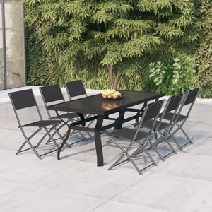 vidaXL, vidaXL 7-tlg. Garten-Essgruppe Grau und Schwarz
