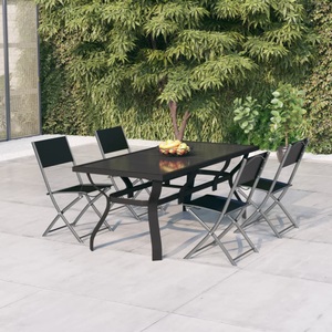 vidaXL, vidaXL 5-tlg. Garten-Essgruppe Grau und Schwarz