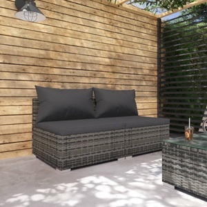 vidaXL, vidaXL 2-tlg. Garten-Lounge-Set mit Kissen Poly Rattan Grau
