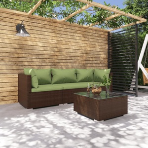 vidaXL, vidaXL 4-tlg. Garten-Lounge-Set mit Kissen Poly Rattan Braun, 