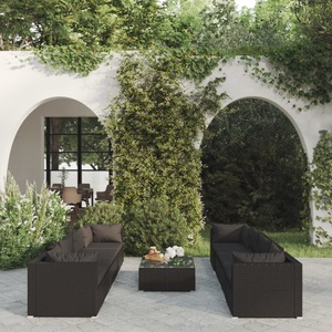 vidaXL, vidaXL 9-tlg. Garten-Lounge-Set mit Kissen Poly Rattan Schwarz, 