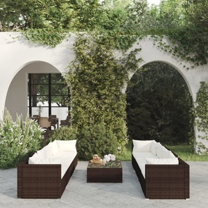 vidaXL, vidaXL 9-tlg. Garten-Lounge-Set mit Kissen Poly Rattan Braun, vidaXL 9-tlg. Garten-Lounge-Set mit Kissen Poly Rattan Braun