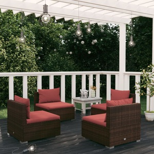 vidaXL 4-tlg. Garten-Lounge-Set mit Kissen Poly Rattan Braun