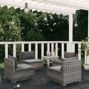 vidaXL, vidaXL 4-tlg. Garten-Lounge-Set mit Kissen Poly Rattan Grau, 