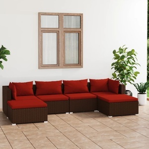vidaXL, vidaXL 6-tlg. Garten-Lounge-Set mit Kissen Poly Rattan Braun