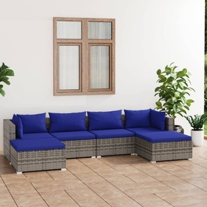 vidaXL, vidaXL 6-tlg. Garten-Lounge-Set mit Kissen Poly Rattan Grau