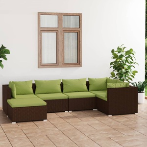 vidaXL, vidaXL 6-tlg. Garten-Lounge-Set mit Kissen Poly Rattan Braun